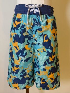 Joe Boxer Boys Camo Swim Trunks Blue/Orange Size L (10-12)